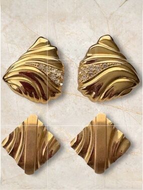 Vintage Rhinestone & Gold Tone Earring Bundle